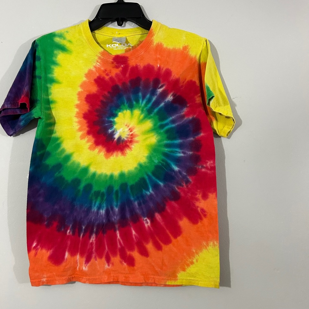 Koloa Surf Rainbow Spiral Tie Dye T Shirt Kids‎ Size Large Cotton Short Sleeve